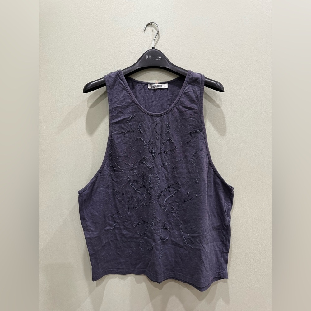 Embellished Navy Tank Top